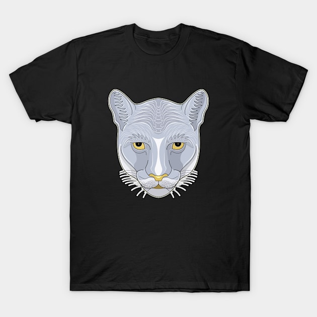 silver cougar face T-Shirt by dwalikur